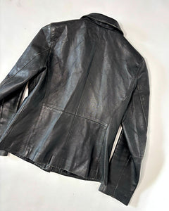 Faded black 90’s fitted leather jacket