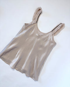 Pearl embroidered silk cami