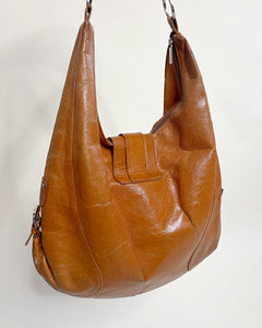 Buckled leather boho bag