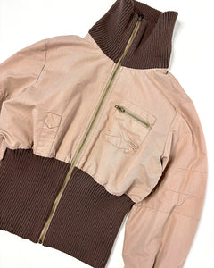 Rib knit wide waist band utility jacket