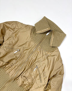 Rib knit wide waist band utility jacket