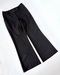 Wide leg low rise stripe suit pants