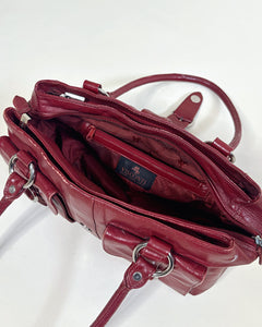 Cherry red leather buckle bag