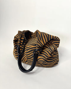Tiger print large suede hobo bag