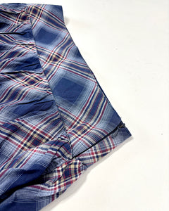 Plaid asymmetric bubble mini skirt
