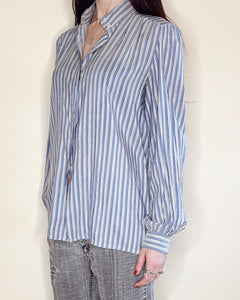 Silk peasant striped shirt