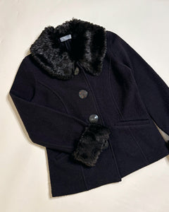 Fur collar light wool jacket