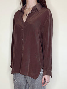 90’s mocha mousse silk shirt