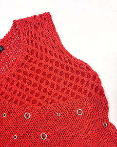 Grommet studded sleeveless knit tank top