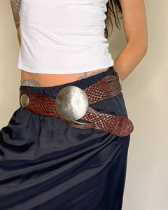 Braided leather hip belt