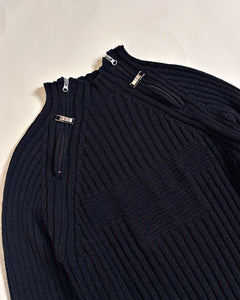 Double clasps Italian highland wool knit sweater