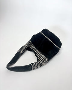 Studded suede large hobo bag