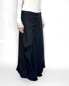 Wool asymmetric maxi bubble skirt