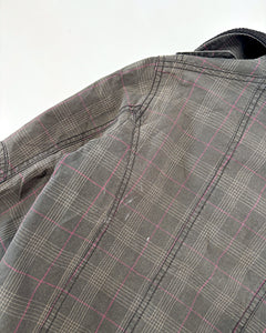 Plaid military utility style high neck jacket