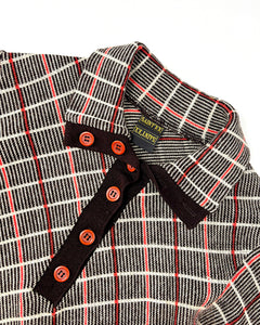 70’s plaid soft knit long sleeve polo shirt
