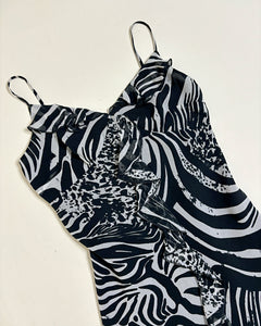 Zebra & cow print midi dress