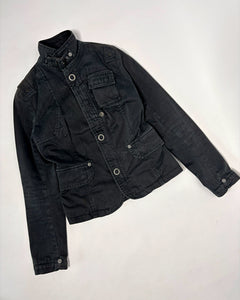 Faded black fitted jacket with silver studs & buckles