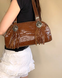 Western fringed leather bag