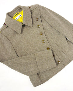 Asymmetric button fencer wool jacket