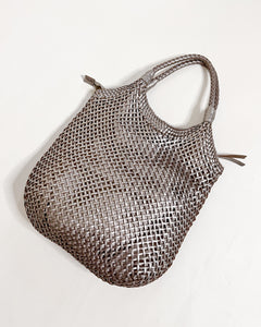 Silver braided leather big bag