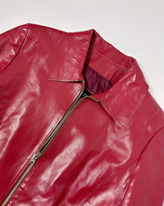 90’s 2 way zipper cherry red leather jacket