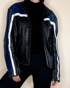 Oversize navy racer jacket