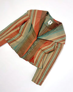Fireman’s clasp striped wide collar top