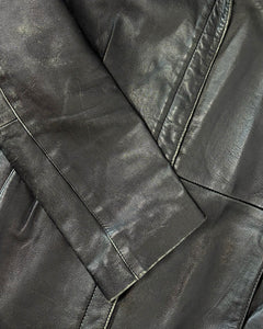 Faded black 90’s fitted leather jacket