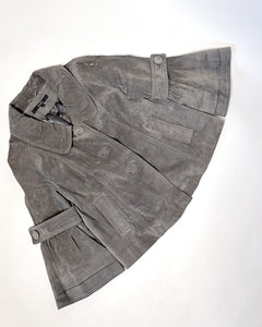 Suede cropped swing coat