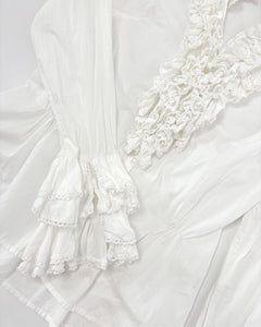 Ruffle cotton poet sleeve shirt