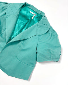 Turquoise bubble sleeve shift bolero