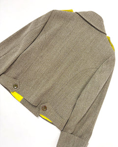 Asymmetric button fencer wool jacket