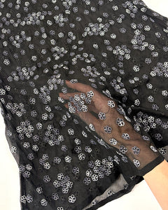 Pearl embroidered sheer 90’s slip dress