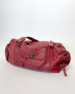 Faded burgundy leather shoulder bag