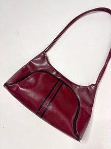 Burgundy racer stripe baguette bag