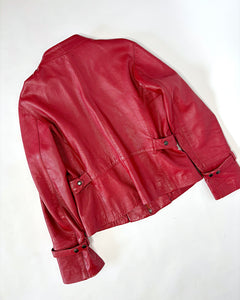 Red 90’s fitted leather jacket