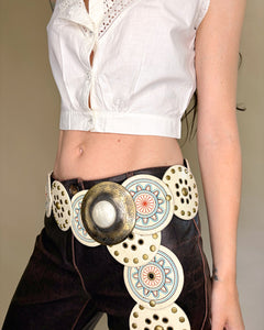 Embroidered boho disc belt