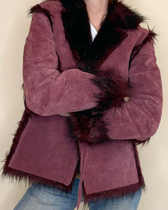 Burgundy sheep shearling jacket