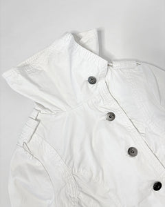 Military style asymmetric high neck cotton jacket