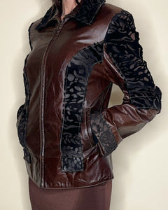 Textured Italian leather zip jacket