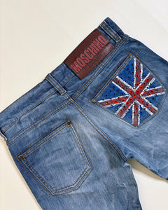 UK flag studded Moschino straight jeans