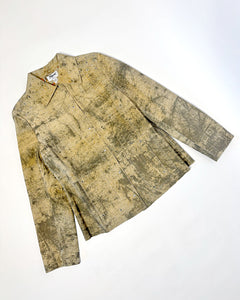 90’s grommet studded distressed leather shacket