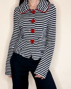 Fornarina striped cardi with burgundy buttons