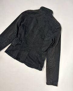 Faded black fitted jacket with silver studs & buckles