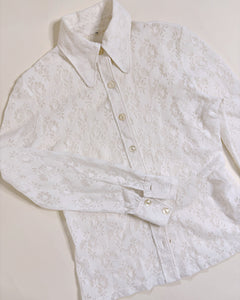 70’s beagle collar lace shirt