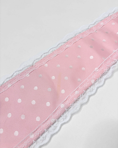 Lace upcycled polkadot tie in pastel pink
