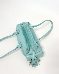 Mint blue leather shoulder bag