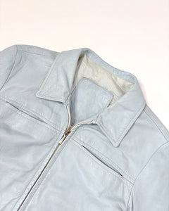 Ice blue 90’s leather jacket