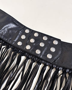 Leather studded fringe hip belt