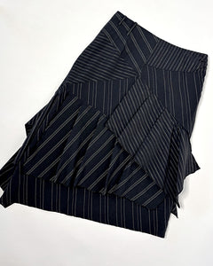 Stripe asymmetric midi skirt